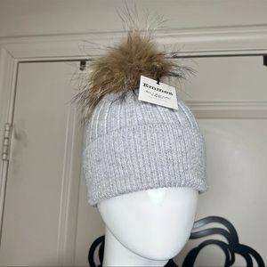 Beanie hat with fox fur Pom Pom